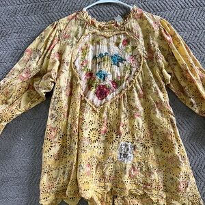 Magnolia Pearl Yellow Floral Lace Top